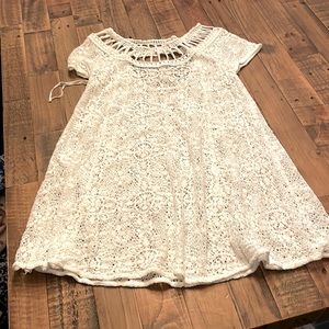 FREE PEOPLE LACEY-EYELET OVERLAY DRESS
